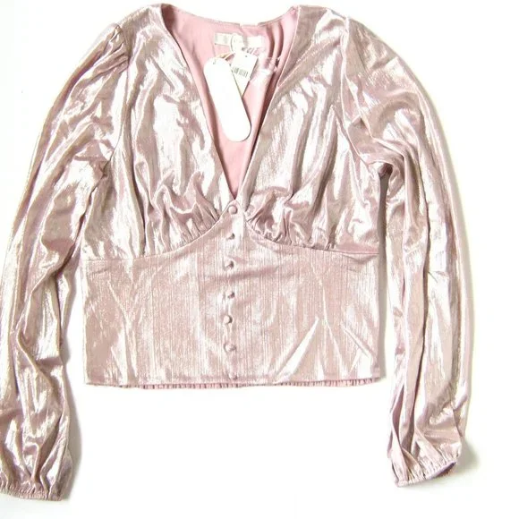 Anthropologie Shimmery Pink Top - Picture 1 of 8